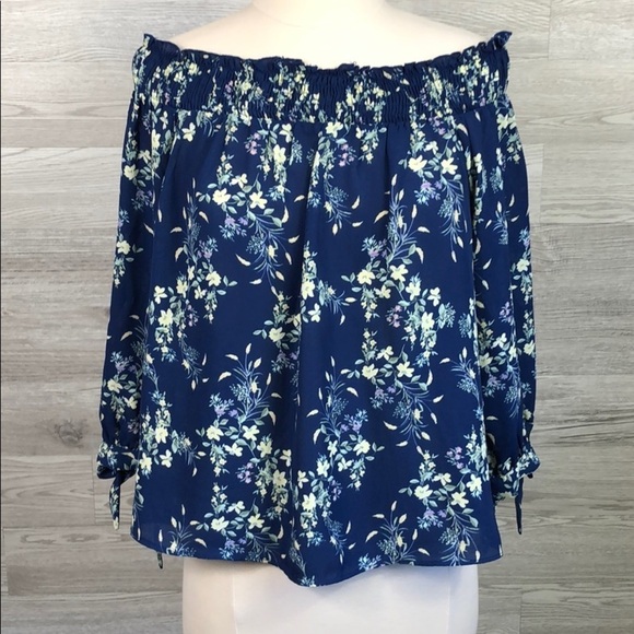 Lily White Women's Off Shoulder Floral Blouse - Picture 1 of 7